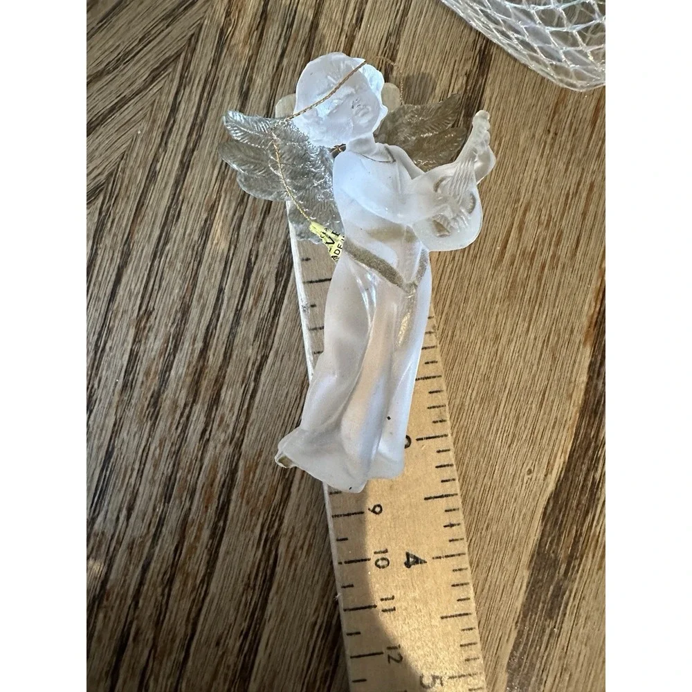 Vintage Christmas Ornaments Heart‎ Cherub Angel Tree Clear Acrylic Lot Of 5